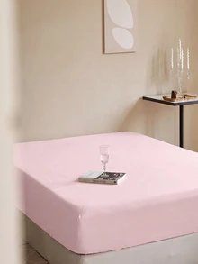 HONEYMOON 1pc Soft Comfortable Solid Color Fitted Sheet, Bed Cover Protector, Lightweight Breathable, 9.84 Inch/25cm Deep Pocket, Machine Washable, Fits All Bed Sizes, Suitable For Dorms And Guest Rooms (Pillowcases Not Included), Back To School Dorm Essentials, Bedding, Light Pink - Baby Pink - View 9