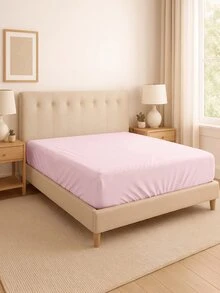 HONEYMOON 1pc Soft Comfortable Solid Color Fitted Sheet, Bed Cover Protector, Lightweight Breathable, 9.84 Inch/25cm Deep Pocket, Machine Washable, Fits All Bed Sizes, Suitable For Dorms And Guest Rooms (Pillowcases Not Included), Back To School Dorm Essentials, Bedding, Light Pink - Baby Pink - View 8