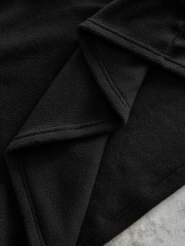 Athstrex Men's Plus Size Casual Woven Hooded Half-Zip Loose Drop Shoulder Jacket Coat Suitable For Daily Wear Halloween Winter Party Autumn - Black - View 9