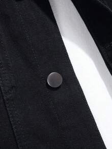 Manfinity CityGents 大尺碼男士休閒黑色水洗工裝牛仔夾克 - 黑色 - 查看 10