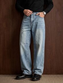 Formmaro Plus Size Men's Casual Loose Fit Light Blue Denim Jeans Baggy Jeans Man Oversize Jeans Men - Blue - View 2