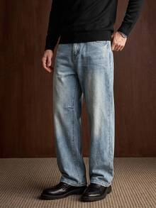 Formmaro Plus Size Men's Casual Loose Fit Light Blue Denim Jeans Baggy Jeans Man Oversize Jeans Men - Blue - View 1