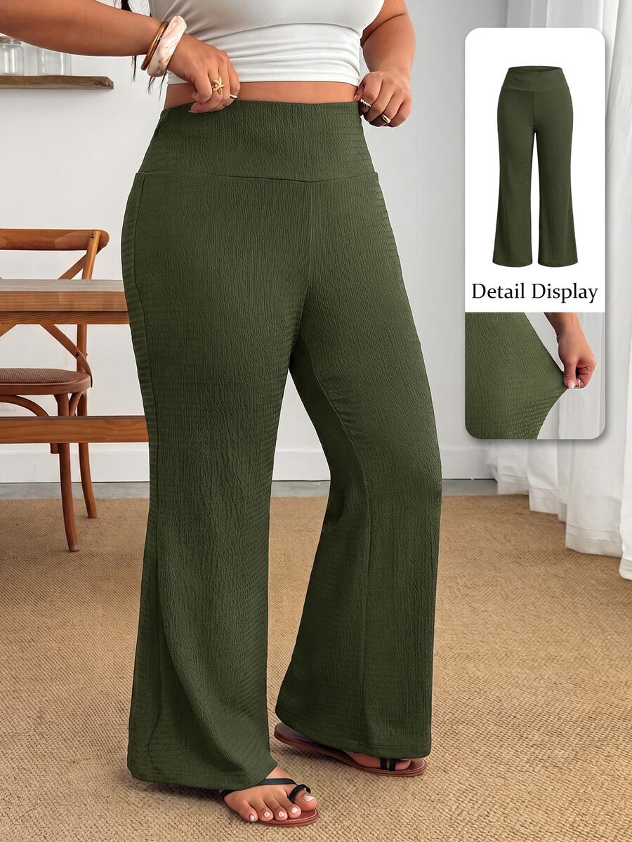 Enliva Plus Size Women's Solid Color Casual Versatile Everyday Long Pants