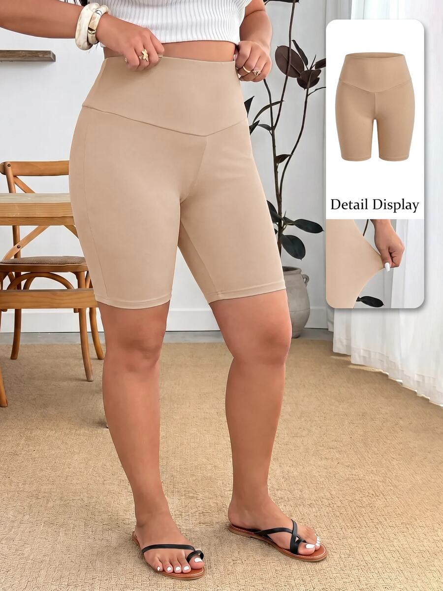 Enliva Plus Size Women's Summer Ultra-Thin High Waist Shaping Cycling Shorts