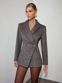 MOTF PREMIUM Urban Modern X-Shaped Wide Shoulder Cinched Waist Overcoat, Autumn/Winter - Mocha Brown - View 4
