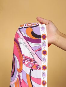 Veslaya 大码女式度假/休闲/通勤百搭几何拼色印花无袖前系带阔腿连体裤 - C - 彩色 - 查看 8