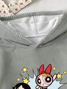 Slaydiva THE POWERPUFF GIRLS X SHEIN 大尺碼女款卡通印花休閒日常運動衫 - 彩色 - 查看 3
