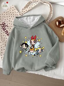 Slaydiva THE POWERPUFF GIRLS X SHEIN 大尺碼女款卡通印花休閒日常運動衫 - 彩色 - 查看 6