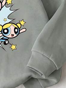 Slaydiva THE POWERPUFF GIRLS X SHEIN 大尺碼女款卡通印花休閒日常運動衫 - 彩色 - 查看 4