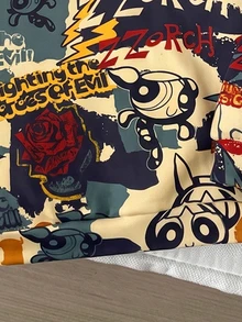 Slaydiva THE POWERPUFF GIRLS X SHEIN 大尺碼塗鴉印花運動衫，適合秋季外出穿著 - 彩色 - 查看 6