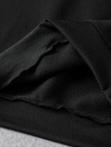 PAVTROS Men American Vintage Cursive Letter Short Hoodie & Loose Wide Leg Sweatpants 2 Pieces Set, Goth - Black - View 4