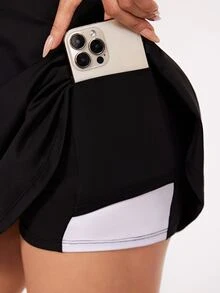 CourtClass CourtClass Women's Color-Block Spaghetti Strap Athletic Dress,Women Tennis Outfit - Black - View 7