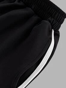 SHEIN Sports Sports Leisure Fashion Yoga Running Fitness High Elastic Skin-Friendly Cute Lapel Ladies Two-Piece Tennis Suit - Black and White - View 6