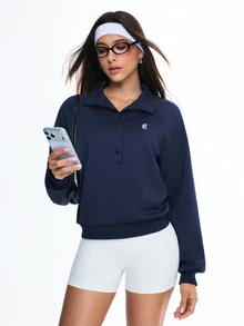 SHEIN Sports 休闲简约字母印花运动Polo衫 - 藍色 - 查看 9