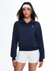 SHEIN Sports 休闲简约字母印花运动Polo衫 - 藍色 - 查看 6