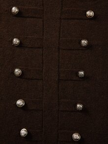 SHEIN Women Round Neck Knit Sweater, Double‑Breasted Metal Button Decor Long Sleeve Cropped Knitted Pullov - Brown - View 8