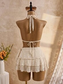 SHEIN Swim Women's Summer Vacation Beach Shell Tassel Halter Bikini Set - Brown - View 12