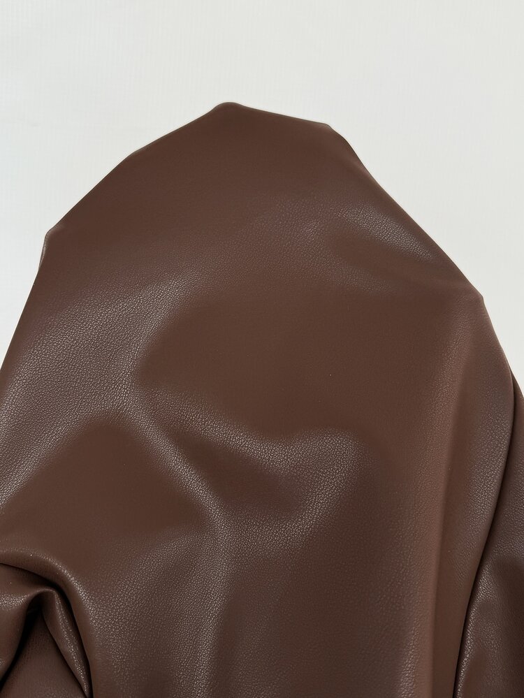 Reflora Plus Size Faux Fur Patchwork Cuff Button PU Material Jacket Work Evening Going Out Brown Winter Elegant - Brown - View 12