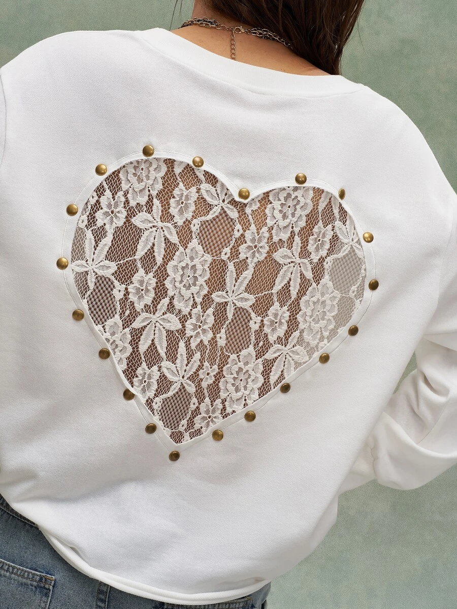 Bohemela Casual Solid Color Knit Women's Sweatshirt Everyday Travel White Autumn Graphic Everyday Travel - White - View 1