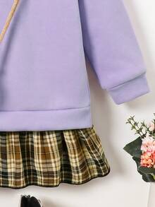 Elladie kids Young Girl Casual 2 In 1 Patchwork Sweatshirt For Daily Wear Autumn Fall - Purple - View 8