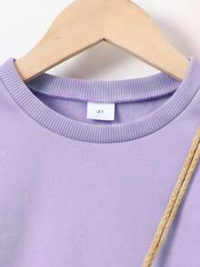 Elladie kids Young Girl Casual 2 In 1 Patchwork Sweatshirt For Daily Wear Autumn Fall - Purple - View 6