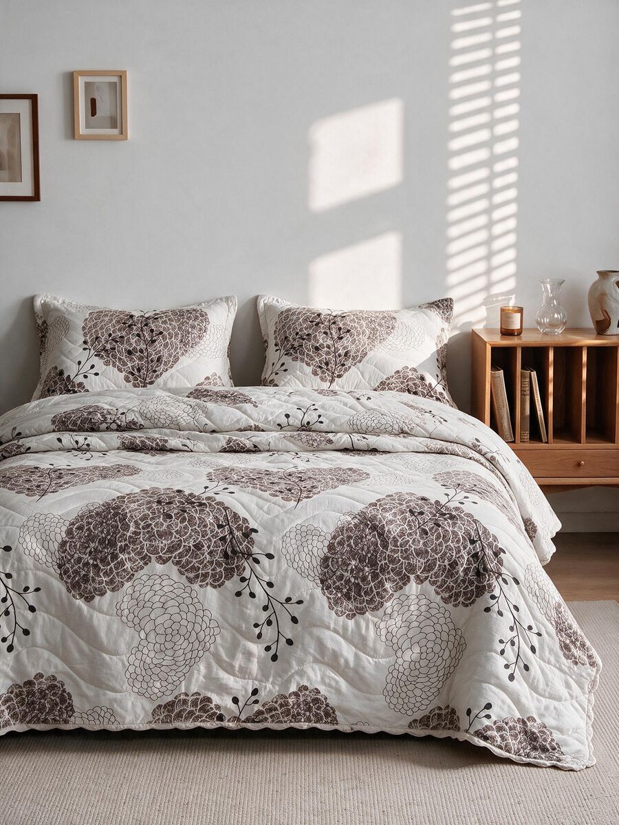 1 Soft Quilted Duvet, Lightweight All-Season Bedding With Fashionable Pattern,Machine Washable,Suitable For Single/Double Beds - Mocha Brown - View 1