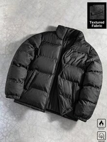 TOKVUE Textured Long Sleeve Zipper Jacket, Autumn/Winter - Black - View 1