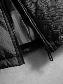 TOKVUE Textured Long Sleeve Zipper Jacket, Autumn/Winter - Black - View 5