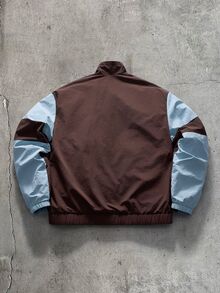 AXEPEAK 男士拼色長袖夾克與長褲休閒日常穿搭套裝 - 黑色 - 查看 4