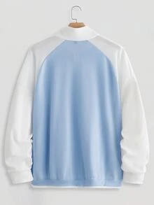 EASEVO Plus Size Men's Raglan Long Sleeve Colorblock Zip-Up Pullover Sweatshirt Halloween Winter Party Autumn  - Multicolor - View 6