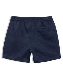 CoralVoy Men's Solid Color Casual Drawstring Beach Shorts With Pockets, Holiday - Navy Blue - View 4