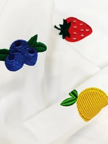 SHEIN [印花設計] 女款標準版型草莓與檸檬刺繡圓領休閒背心 - 彩色 - 查看 3