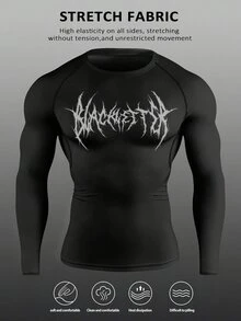 Gym Rark Men's Slim Fit Skeleton Print Long Sleeve Athletic T-Shirt - Black - View 3