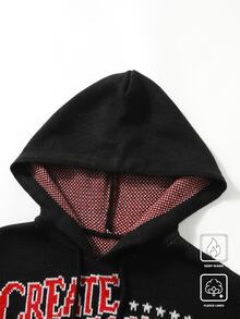 Manfinity LEGND 男士字母与动物图案印花连帽休闲长袖毛衣 - 彩色 - 查看 5