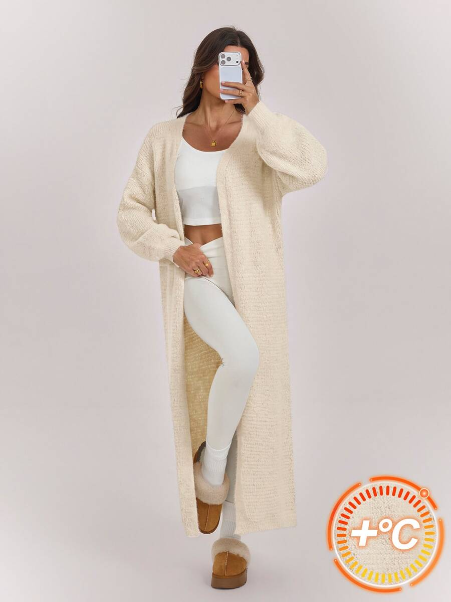 SHEIN Tall Women's Solid Color Casual Versatile Daily Wear Cardigan - Apricot - View 1