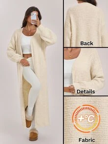 SHEIN Tall Women's Solid Color Casual Versatile Daily Wear Cardigan - Apricot - View 1