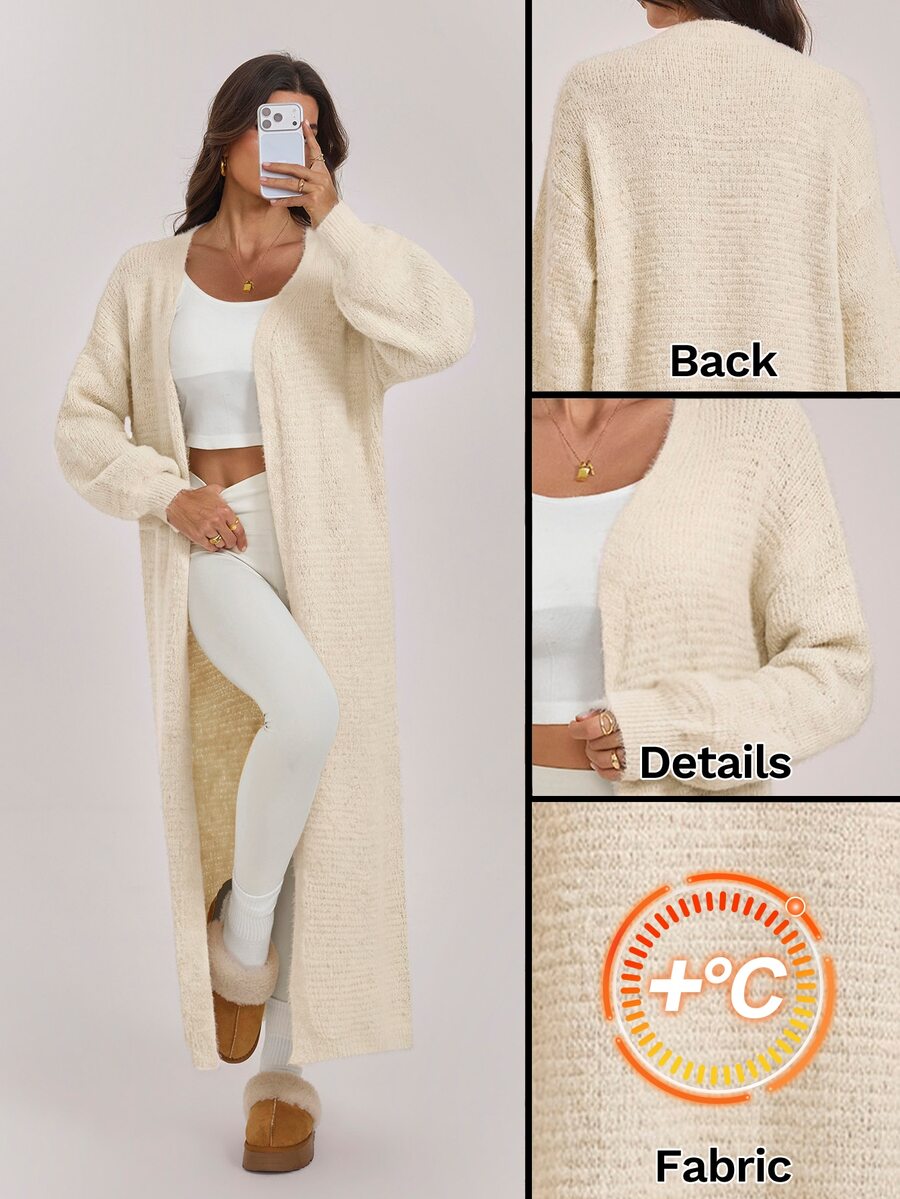 SHEIN Tall Women's Solid Color Casual Versatile Daily Wear Cardigan - Apricot - View 1