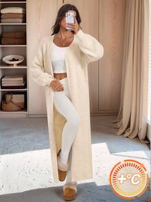 SHEIN Tall Women's Solid Color Casual Versatile Daily Wear Cardigan - Apricot - View 8