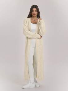 SHEIN Tall Women's Solid Color Casual Versatile Daily Wear Cardigan - Apricot - View 4