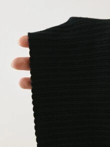 YARNWELL Women's Solid Color Versatile Round Neck Long Sleeve Sweater For Daily Wear, Basic Essential Fall Winter Must Have Layering Knit Top, Minimalist - Black - View 7