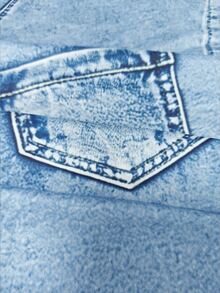 SHEIN Holidaya [Denim Effect] 女款 V 領短袖夏季 T 恤，時尚百搭淺藍色上衣，適合攝影街拍、購物 - 彩色 - 查看 5