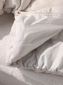 Tween Girl Thickened 3D Textured Fabric Warm Zip-Up Hooded Jacket Cool Modest Cute Winter Long Sleeve Y2K Padded Coat School Club Off-White - White - View 5