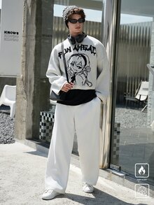 Manfinity LEGND 男士图案圆领长袖休闲针织毛衣 - 彩色 - 查看 4