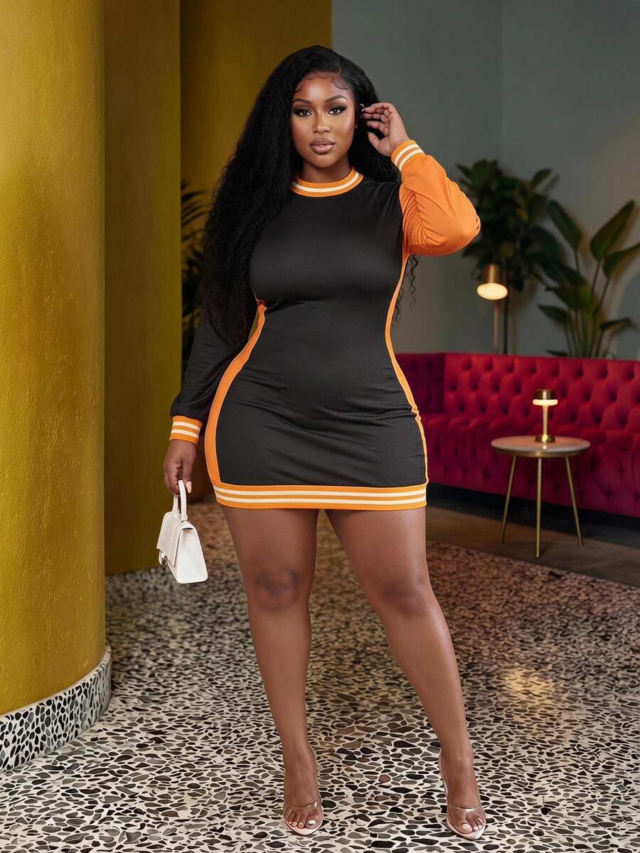 Slaydiva Plus Size Color Block Letter Printed Jacket - Multicolor - View 1
