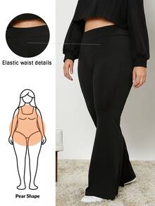 Shapeblank Plus High Waist Flare Leg Pants - Black - View 2