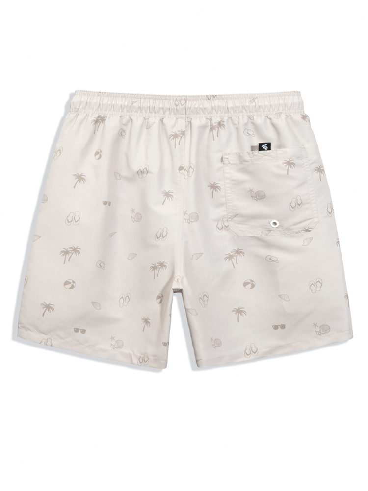 CoralVoy Men's Casual Printed Drawstring Beach Shorts, Holiday - Beige - View 4