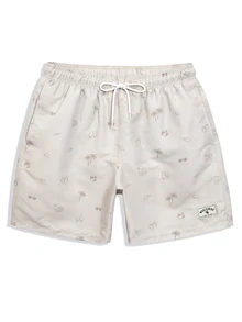 CoralVoy Men's Casual Printed Drawstring Beach Shorts, Holiday - Beige - View 3