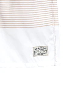 CoralVoy Men's Summer Vacation Contrast Color Striped Drawstring Waist Brown Beach Shorts, Holiday - Brown - View 4