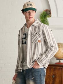 Manfinity LEGND Aesthetic Post--Men's Casual Contrast Stripe & Numeric Perforated Knit Top, Summer - Multicolor - View 3