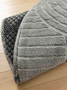 Modern Round Boho Rug – Textured Geometric Circle Carpet With White Tassel Fringe – Washable Nursery & Living Room Decor - Light Grey - View 3